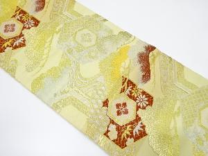 亀甲に笠松・花古典柄模様織り出し袋帯